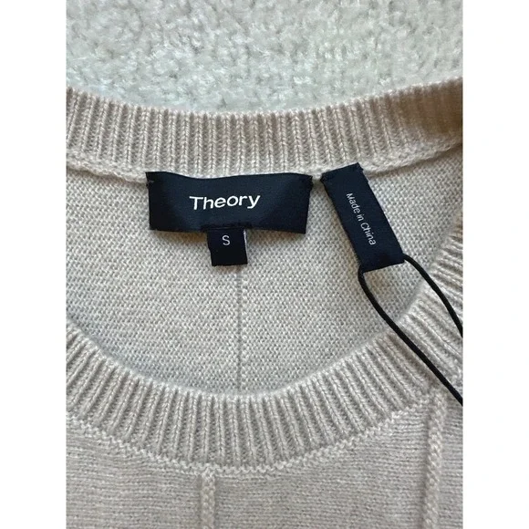 $275 NEW THEORY Meenaly Cashmere Sleeveless Off Ivory Sweater Top Blouse SIZE S - Picture 3 of 9